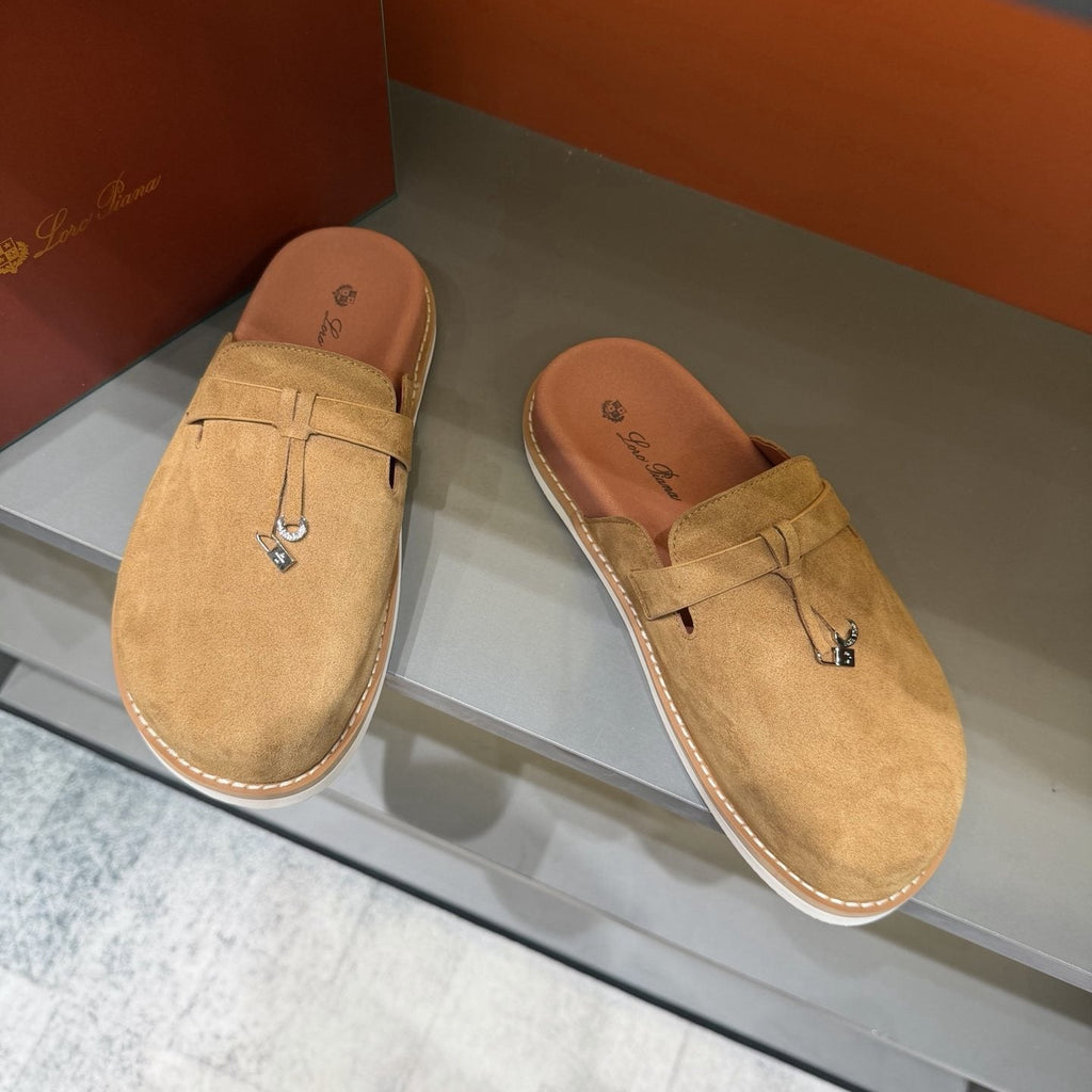 Camel Tan Backless Mule Loafers — side