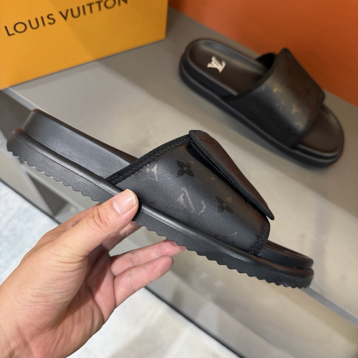 Louis Vuitton Monogram Strap Slide Sandals — side