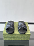 Gucci Gray and Black Cross-Strap Slide Sandals — hero