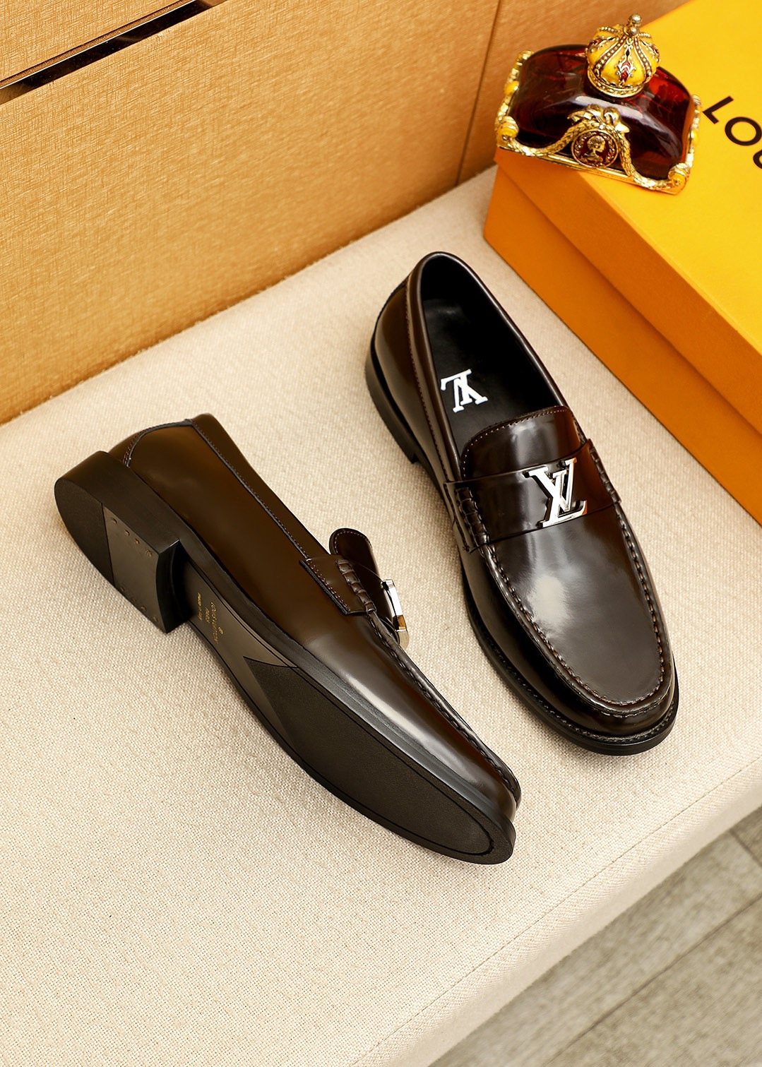 Louis Vuitton Polished Leather Loafers — front