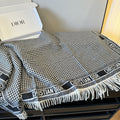 Dior Houndstooth Fringe Scarf — front