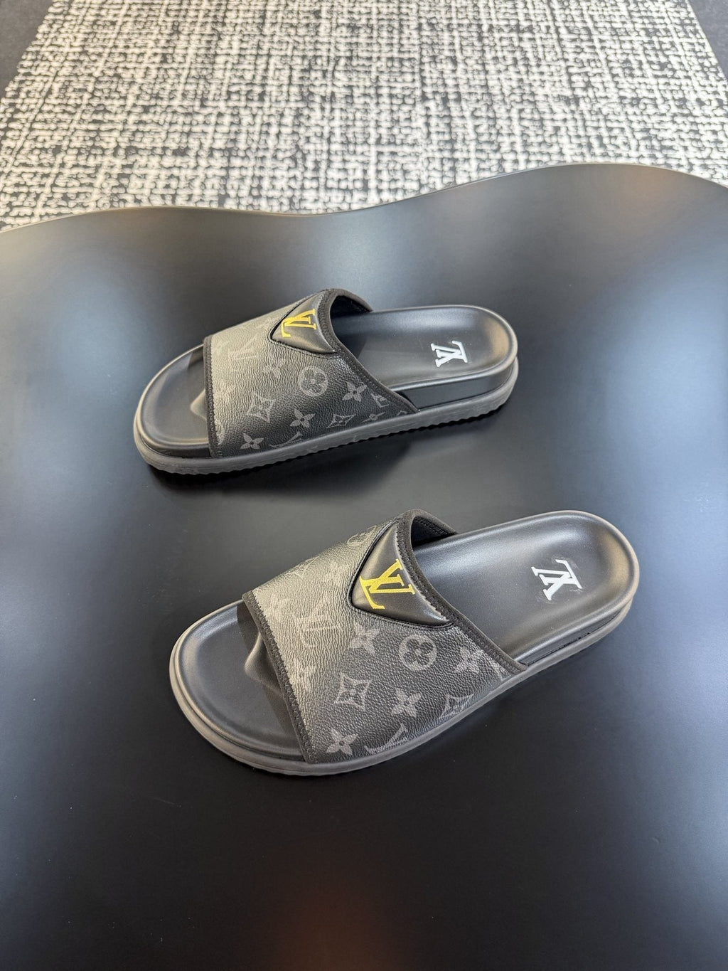 Louis Vuitton Monogram V Slide Sandals — front