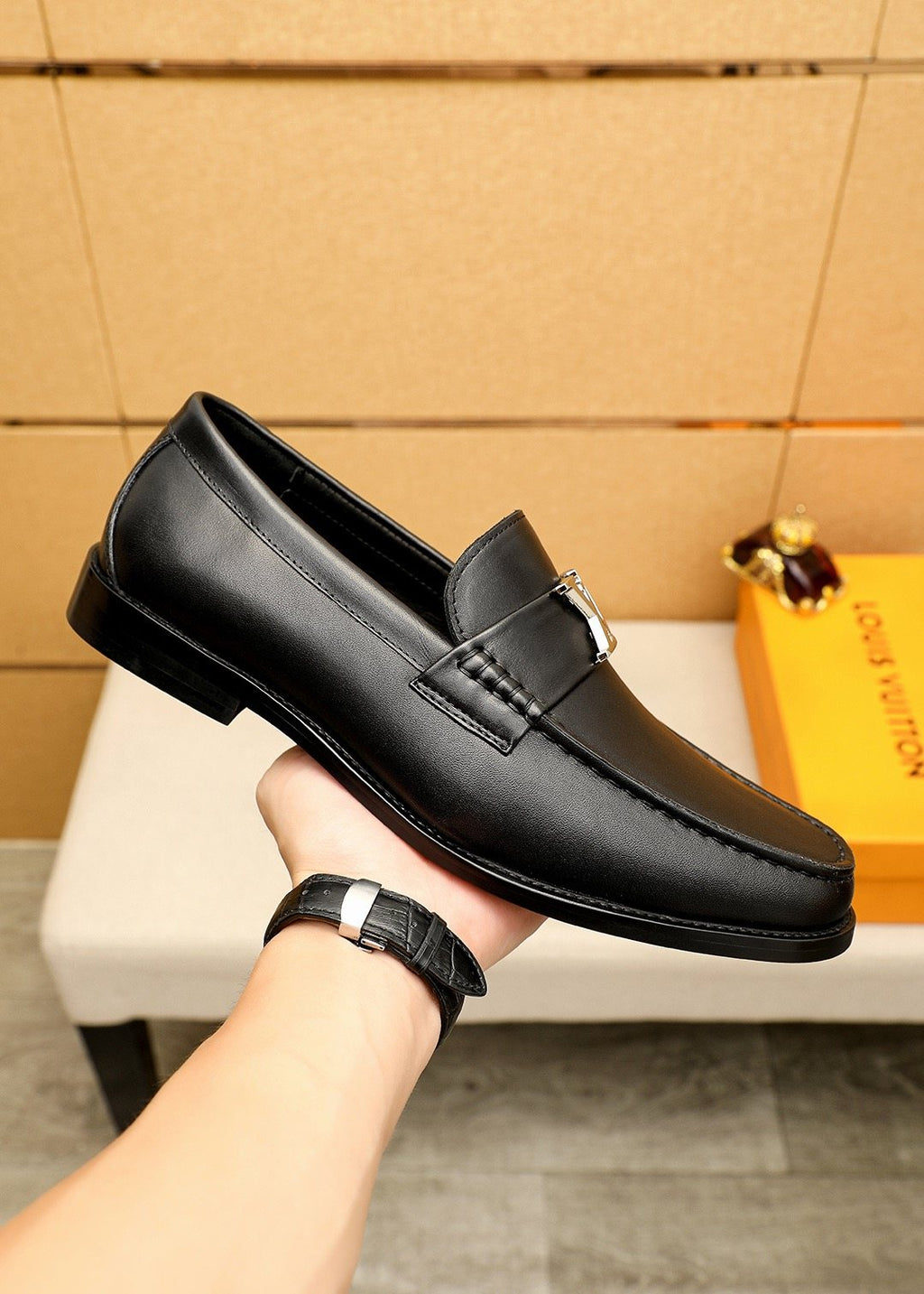 Louis Vuitton Leather Hardware Loafers — side