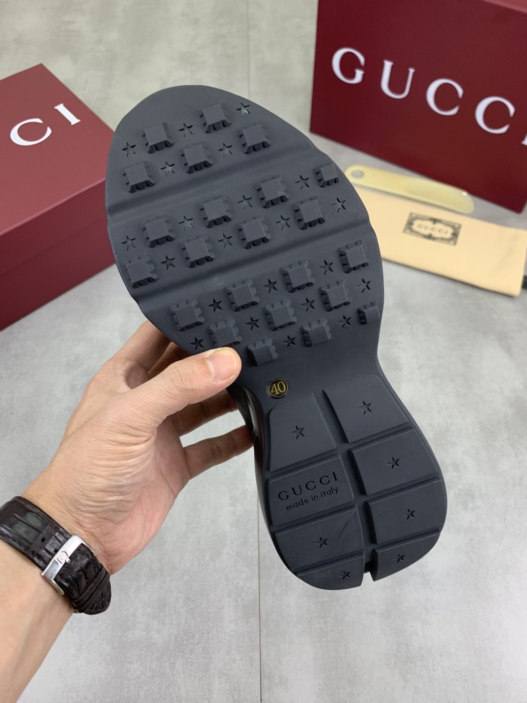 Gucci Paneled Chunky Sneakers — detail