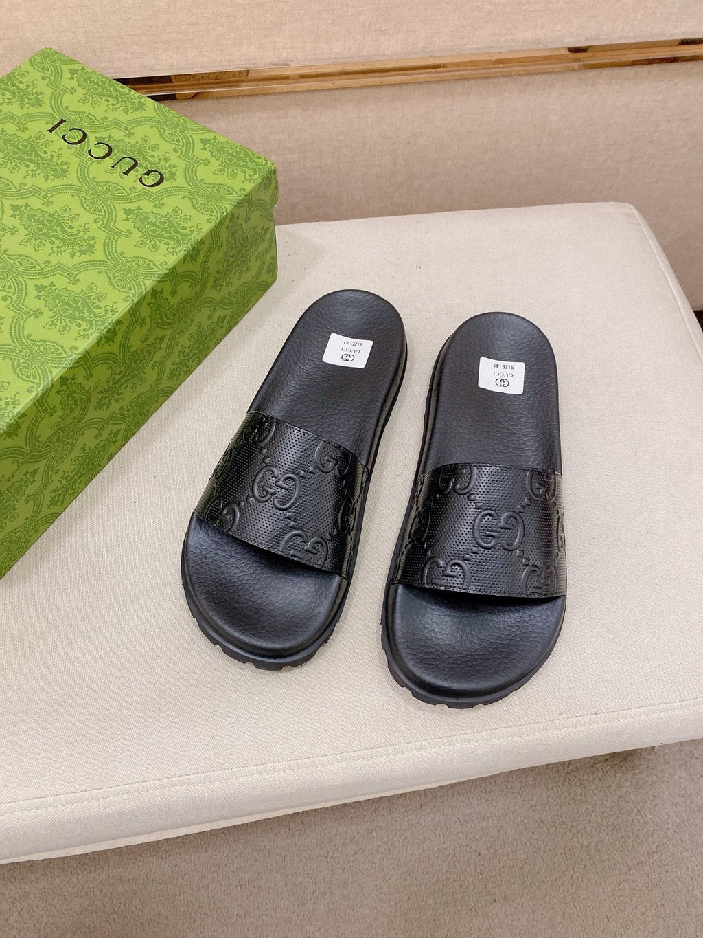 Gucci Graphic Strap Slide Sandals — side