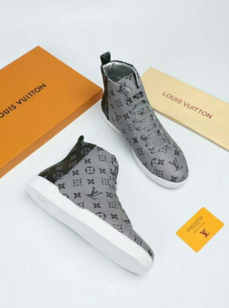 Louis Vuitton Monogram-Pattern High-Top Sneakers — front