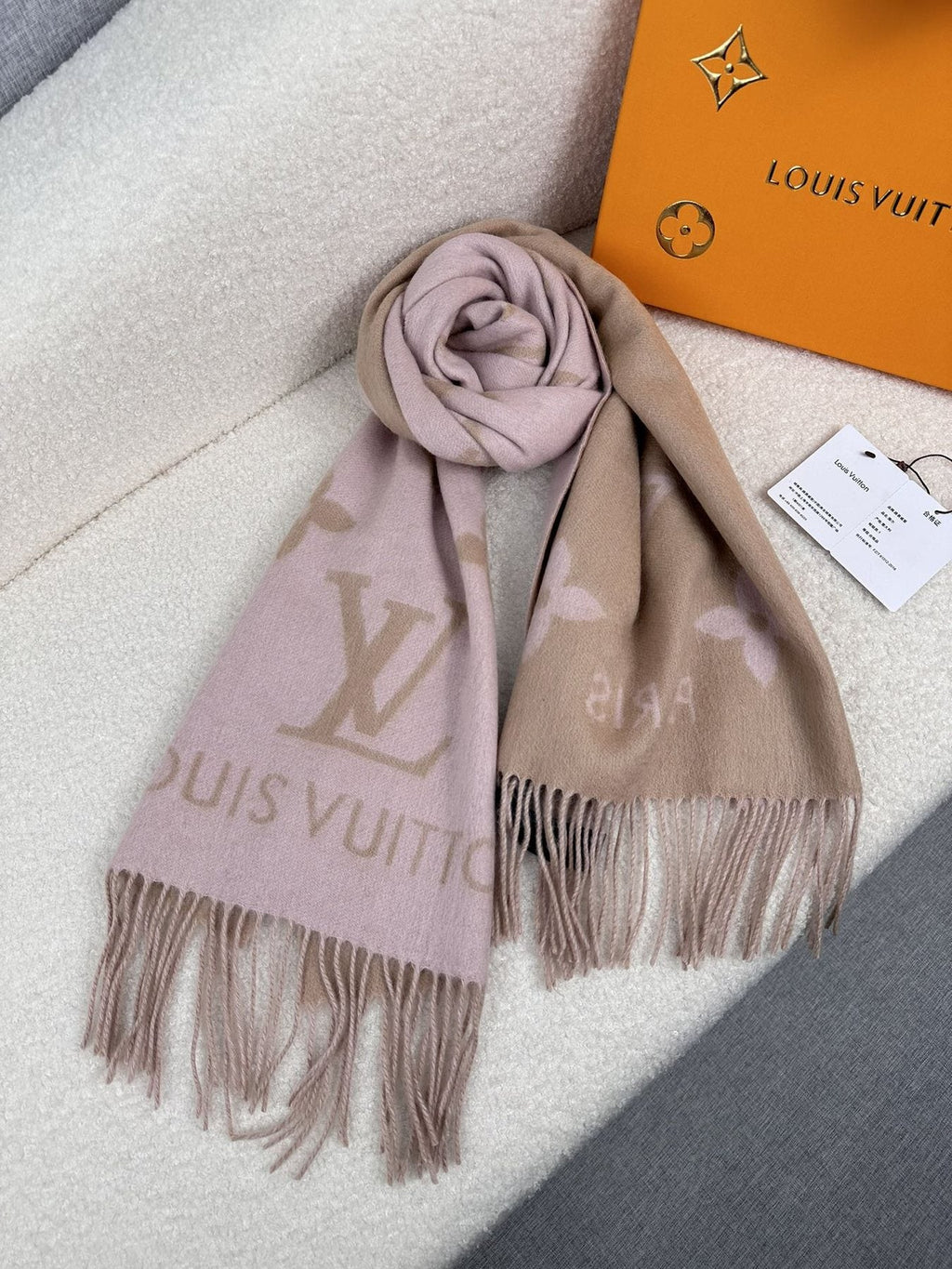 Louis Vuitton Monogram Fringed Scarf — front