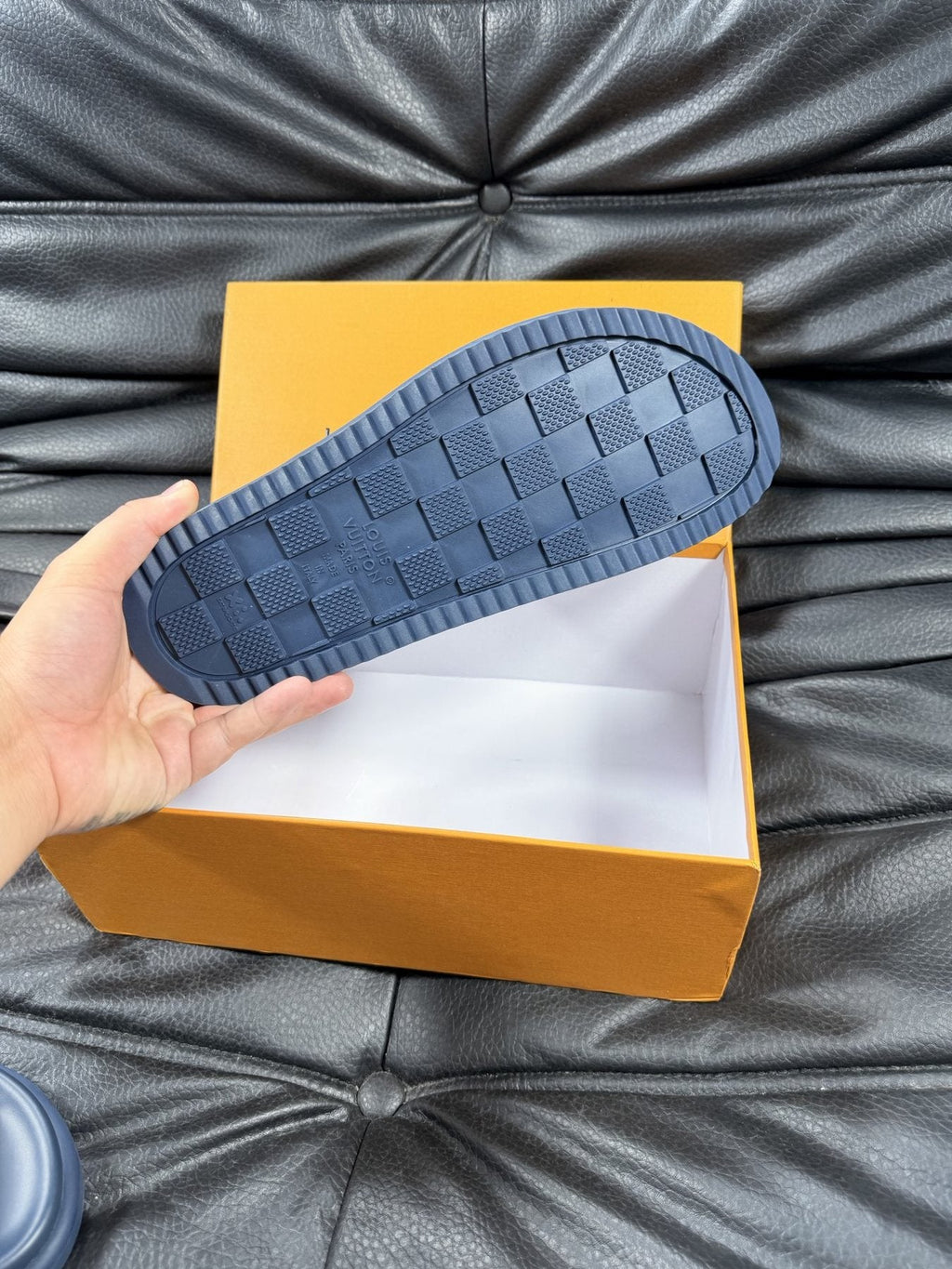 Louis Vuitton Checkered Slide Sandals — detail