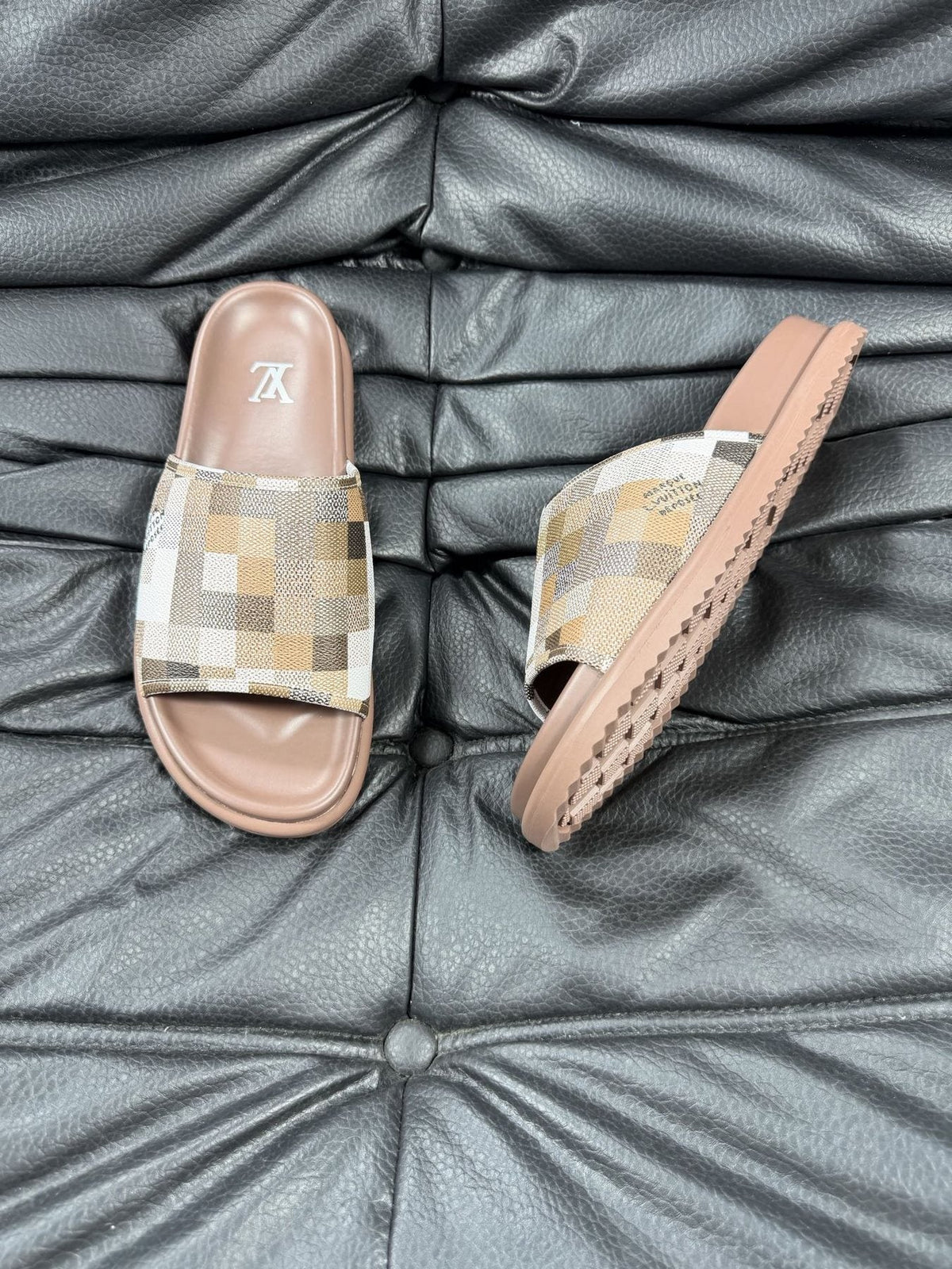 Louis Vuitton Checkered Slide Sandals — side
