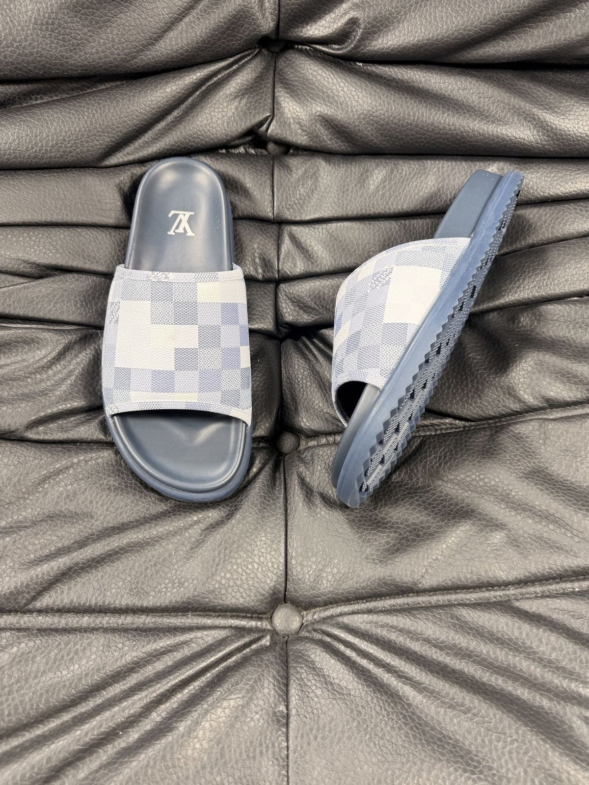 Louis Vuitton Checkered Slide Sandals — side