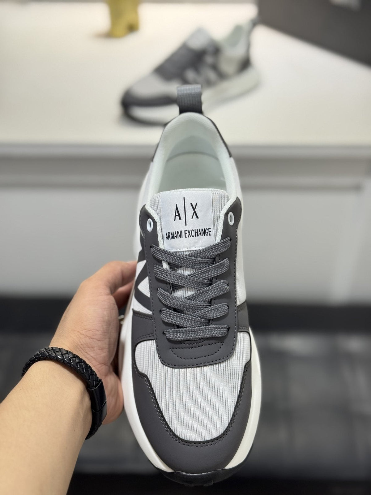 Armani Men's Graphic Side Lace-Up Sneakers — model