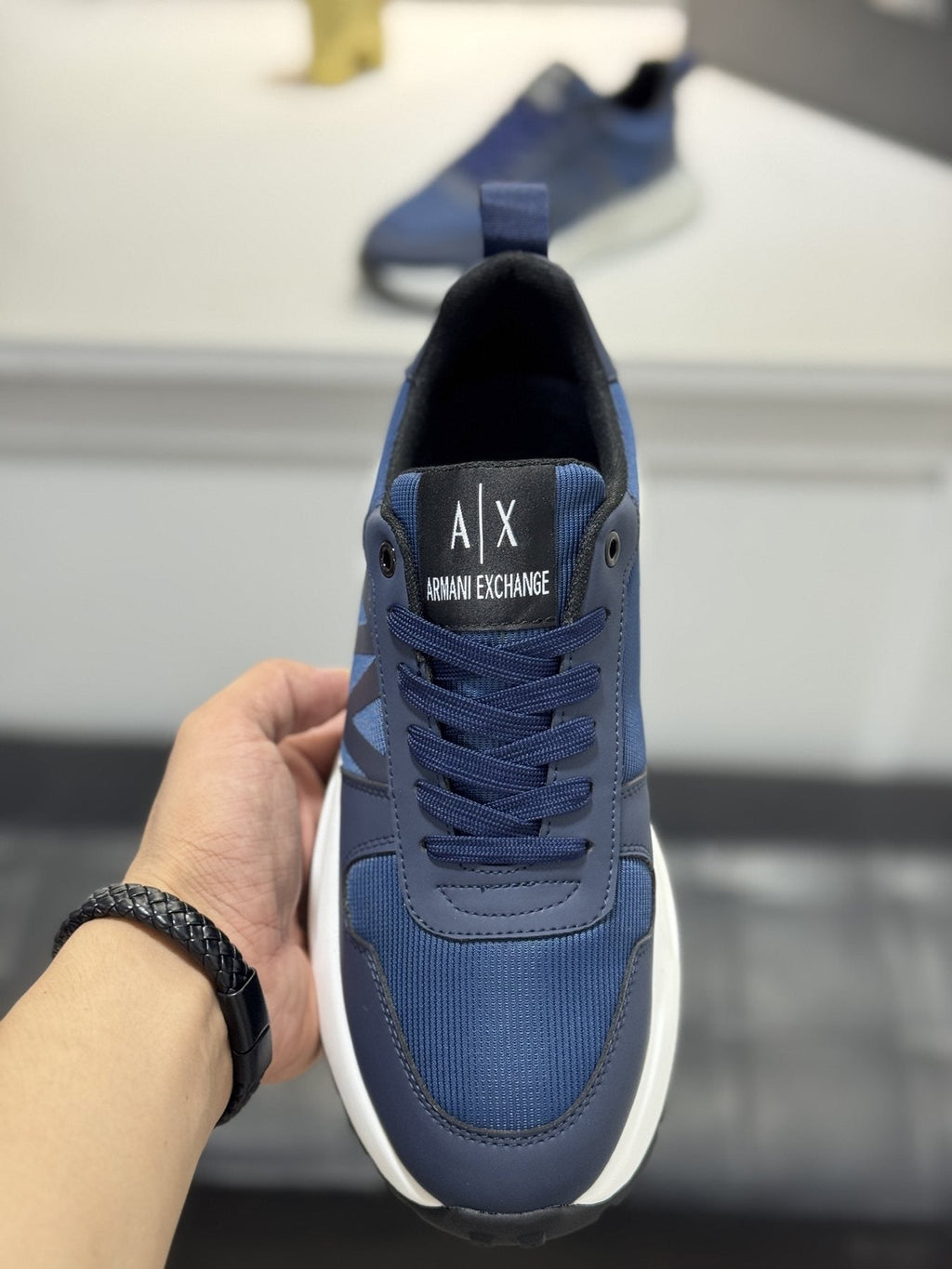Armani Men's Graphic Side Lace-Up Sneakers — front
