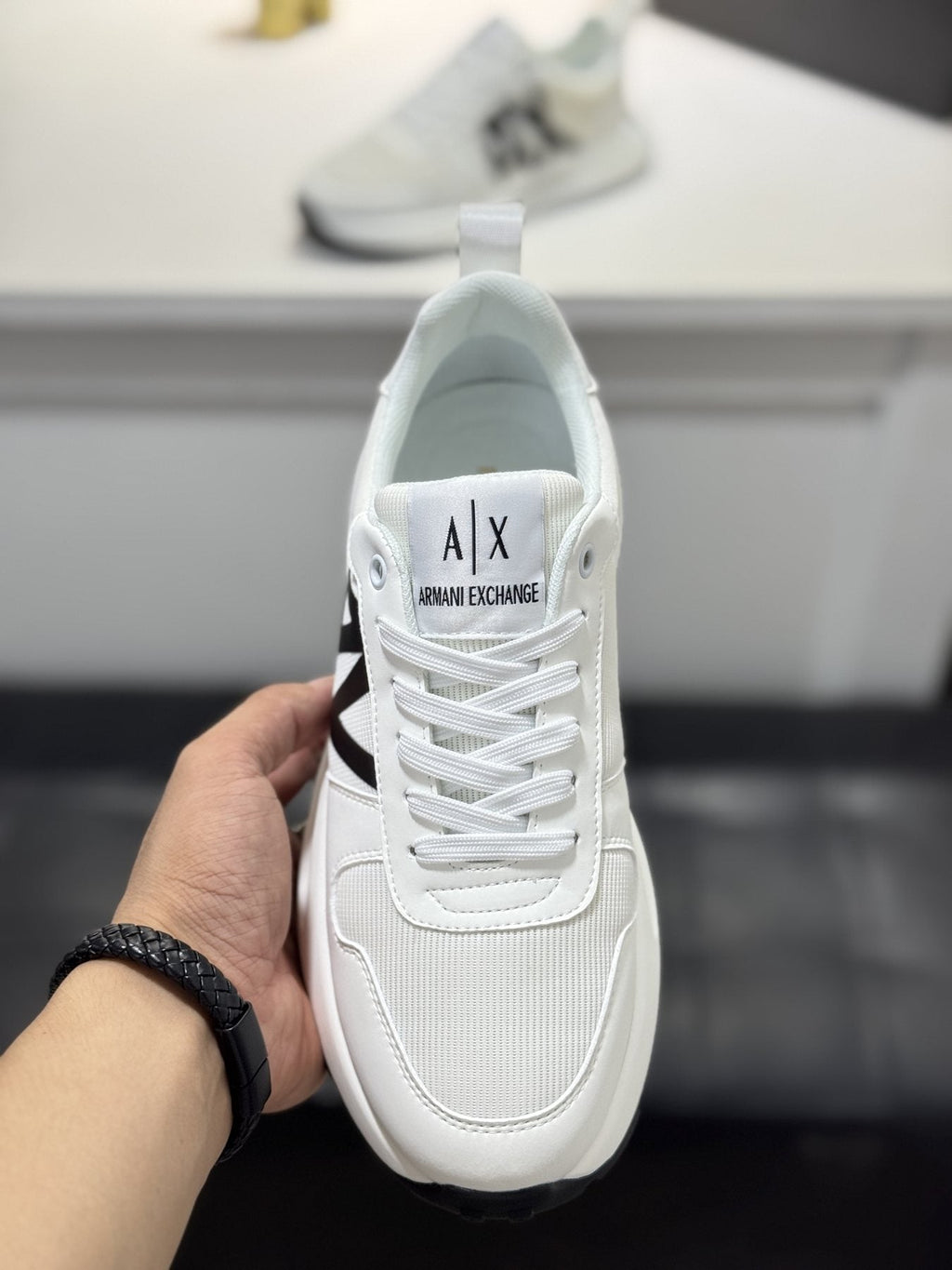 Armani Men's Graphic Side Lace-Up Sneakers — model