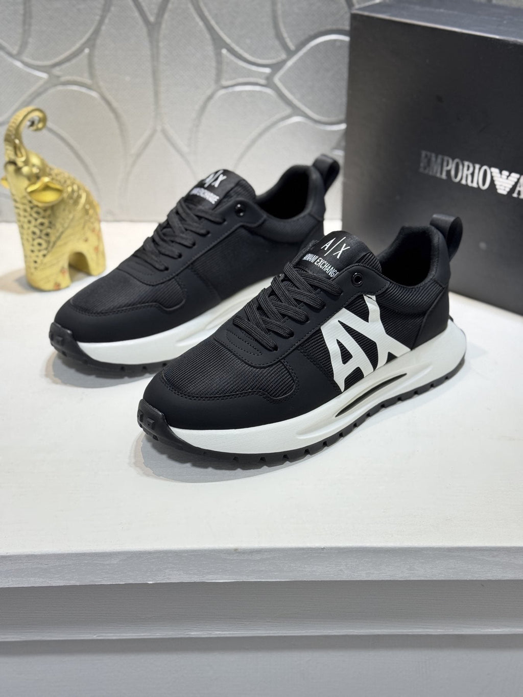 Armani Men's Graphic Side Lace-Up Sneakers — front