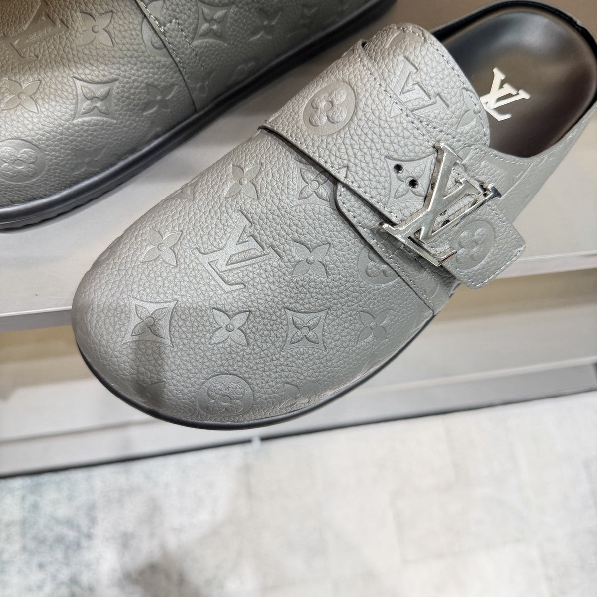 Louis Vuitton Monogram Buckle Slide Sandals — detail