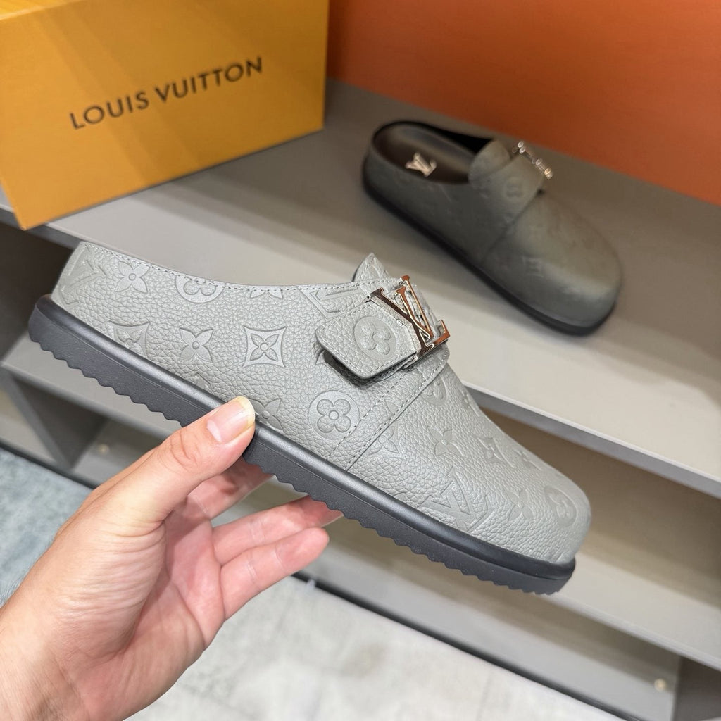 Louis Vuitton Monogram Buckle Slide Sandals — side