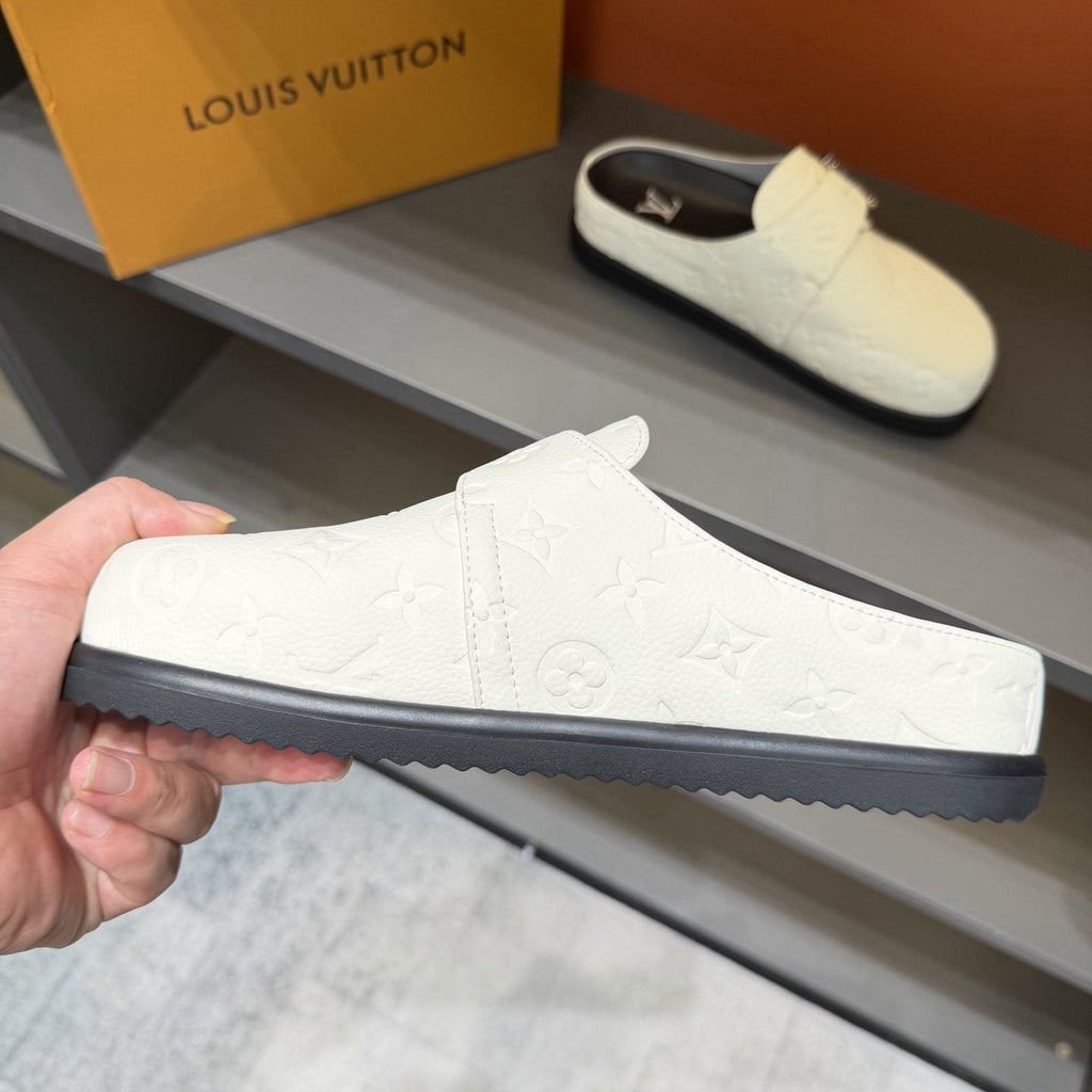 Louis Vuitton Monogram Buckle Slide Sandals — side