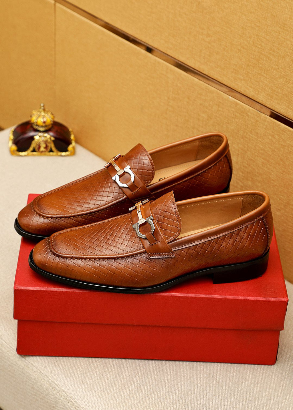 Salvatore Ferragamo Textured Buckle Loafers — model