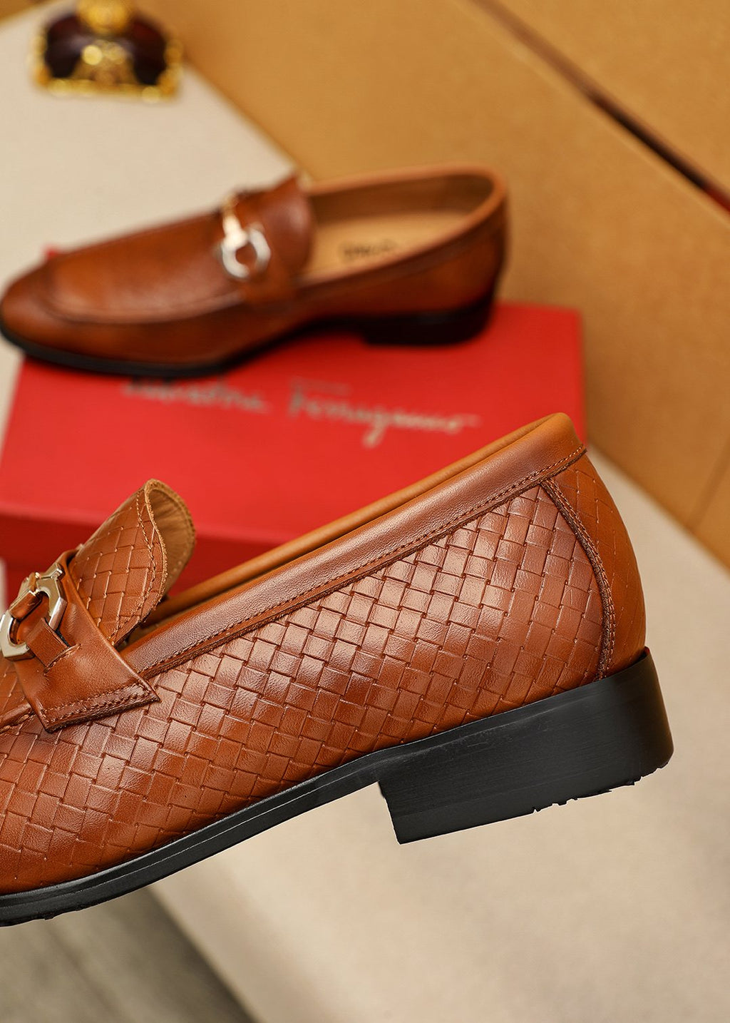 Salvatore Ferragamo Textured Buckle Loafers — back