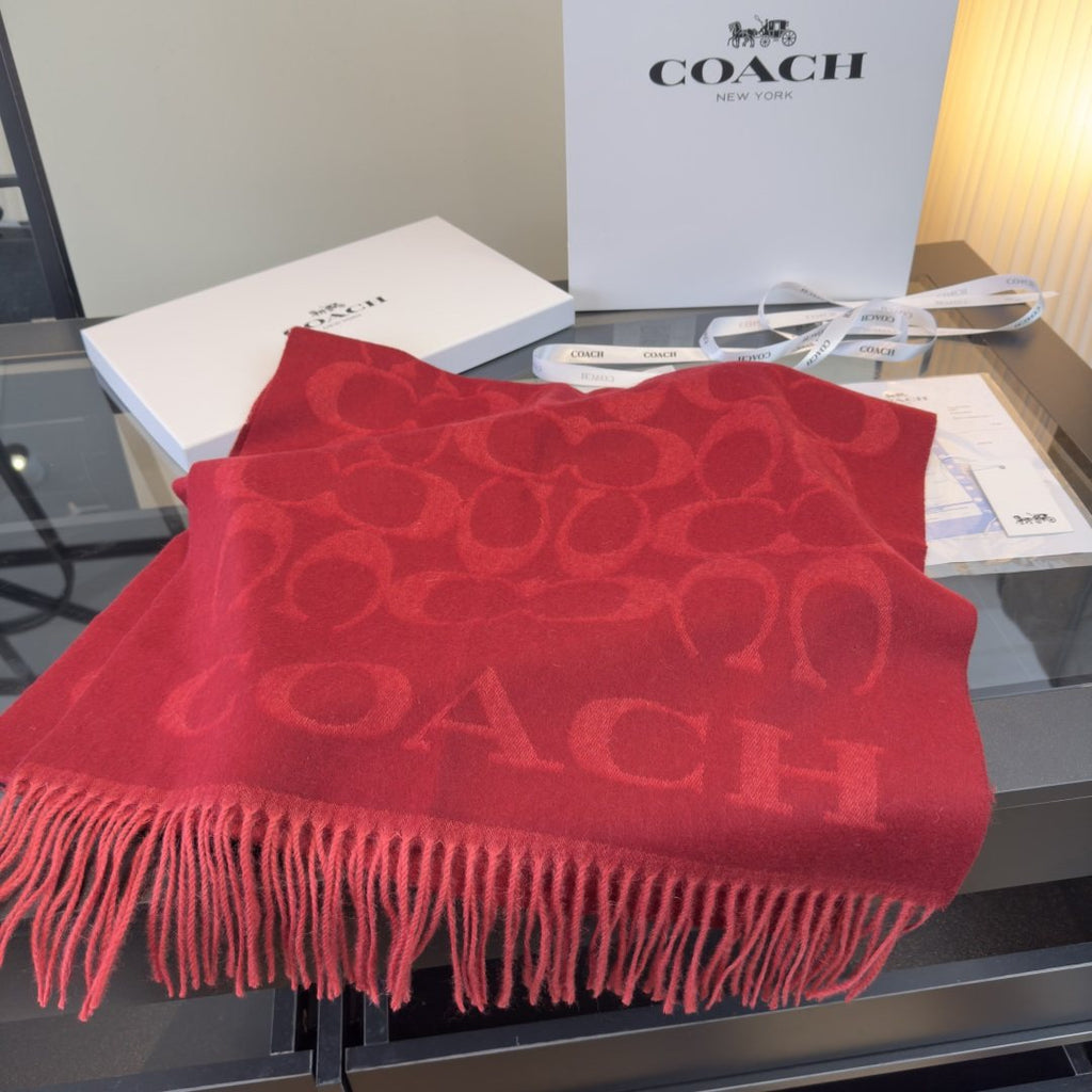 Coach Reversible Monogram Fringed Scarf — front
