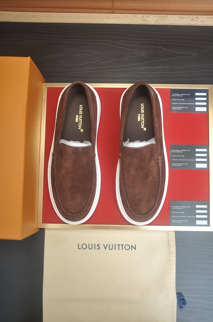 Louis Vuitton Men’s Moc-Toe Slip-On Shoes — front