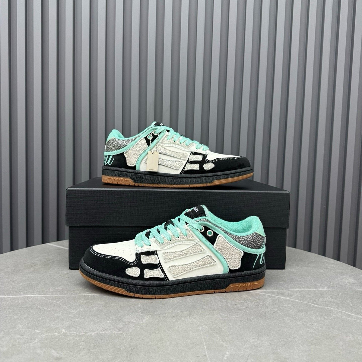 AMIRI Mint Green Paneled Low-Top Sneakers — hero