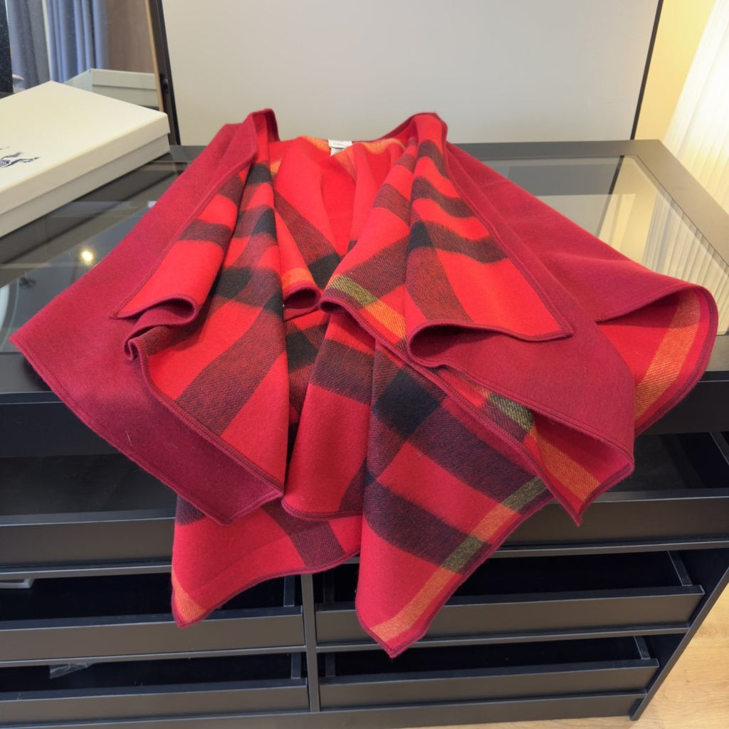 Burberry Reversible Plaid Cape Wrap — front