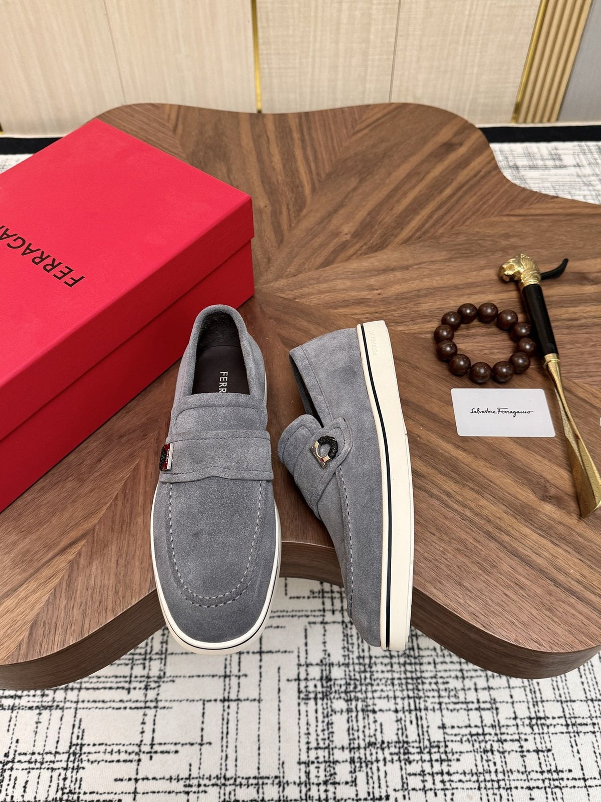 Salvatore Ferragamo Men's Textured Slip-On Loafers — side