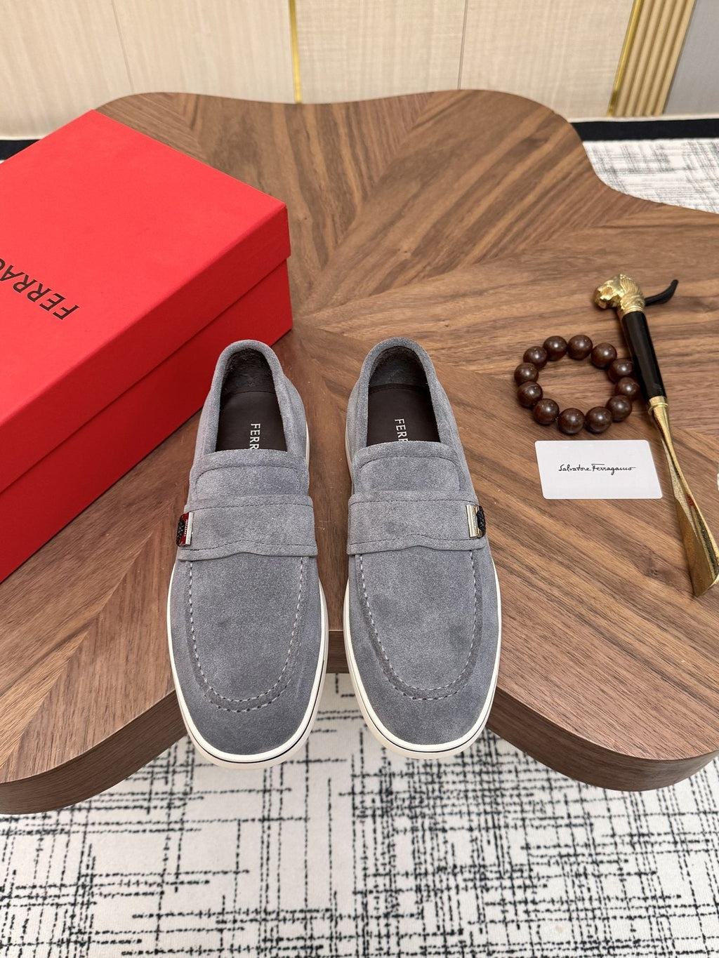 Salvatore Ferragamo Men's Textured Slip-On Loafers — front