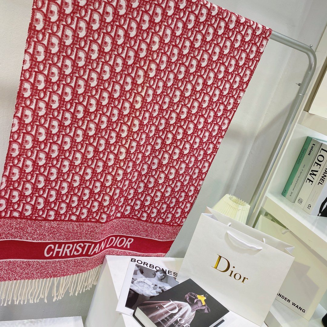 Dior Patterned Fringed Scarf — hero