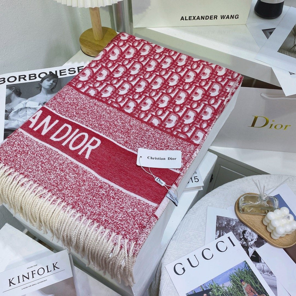 Dior Patterned Fringed Scarf — front