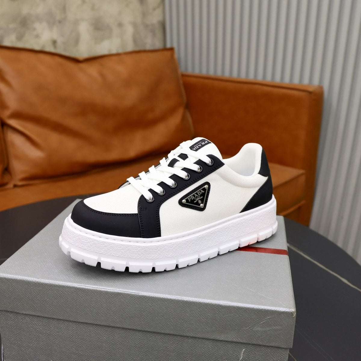 Prada Paneled Chunky-Sole Sneakers — side