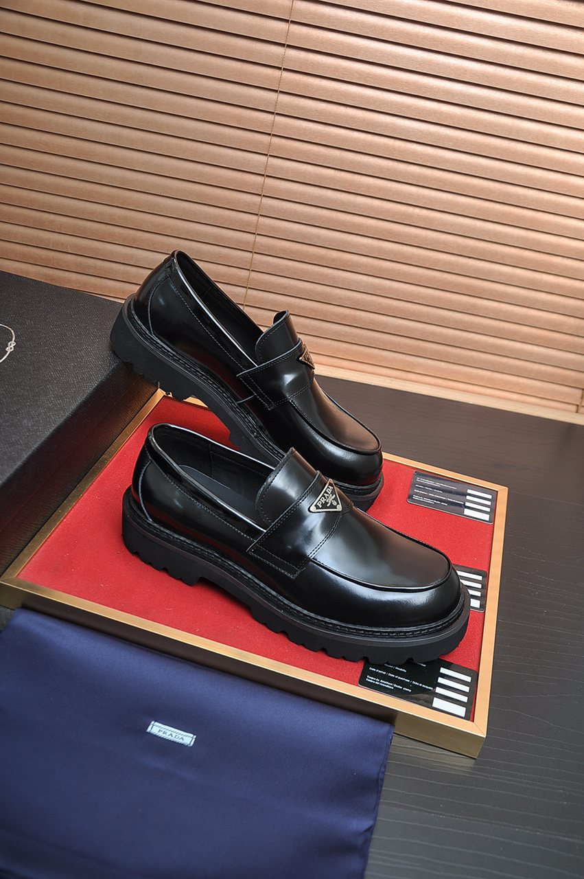 Prada Lug-Sole Strap Loafers — front