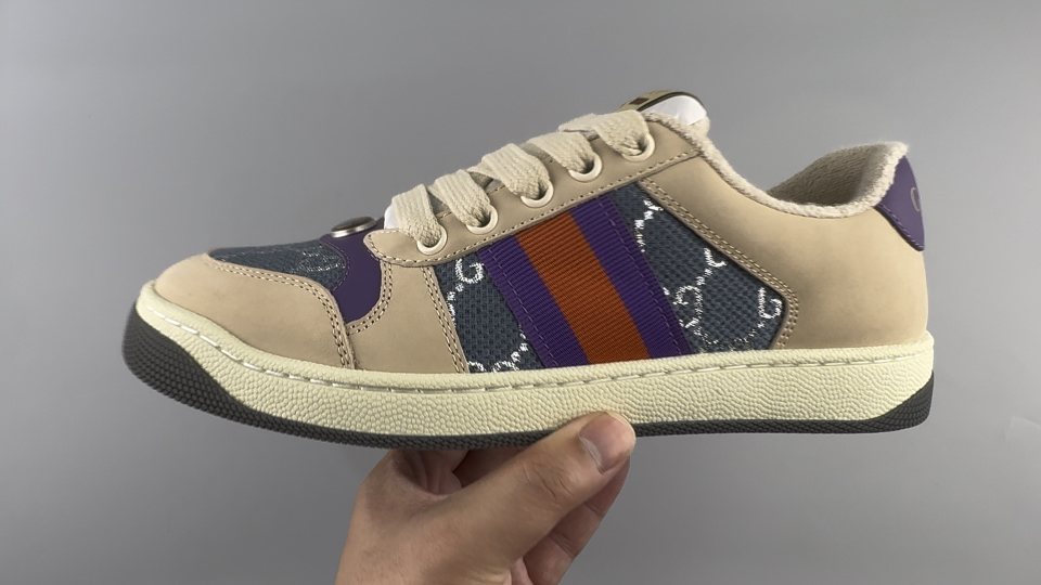 Gucci Beige Monogram Stripe Low-Top Sneakers — model