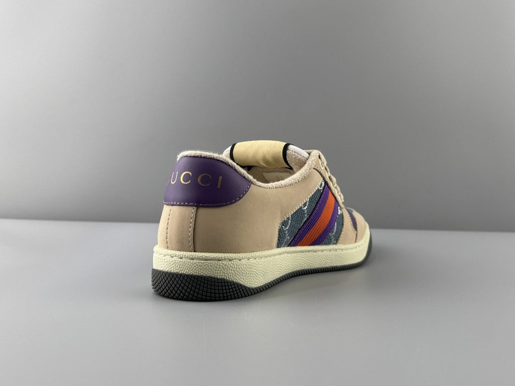 Gucci Beige Monogram Stripe Low-Top Sneakers — back