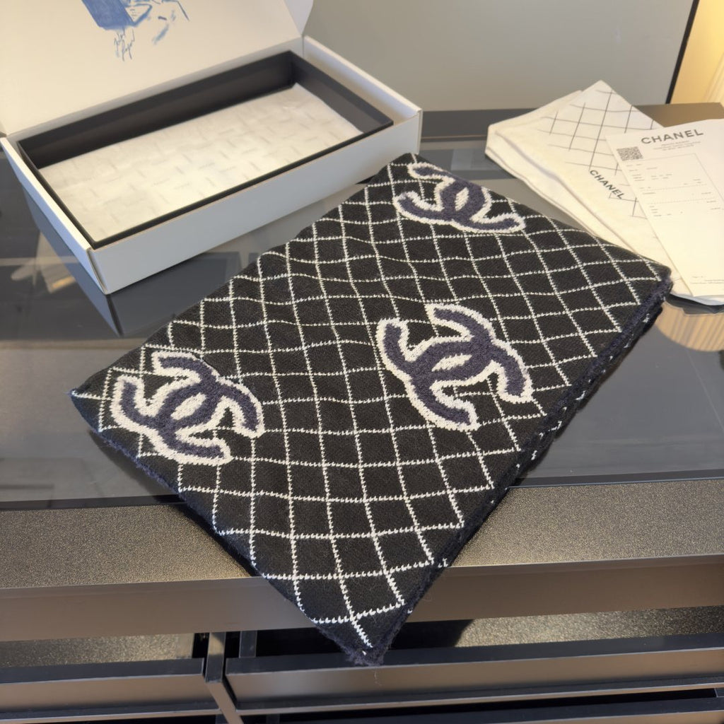 Chanel Grid Knit Scarf — front