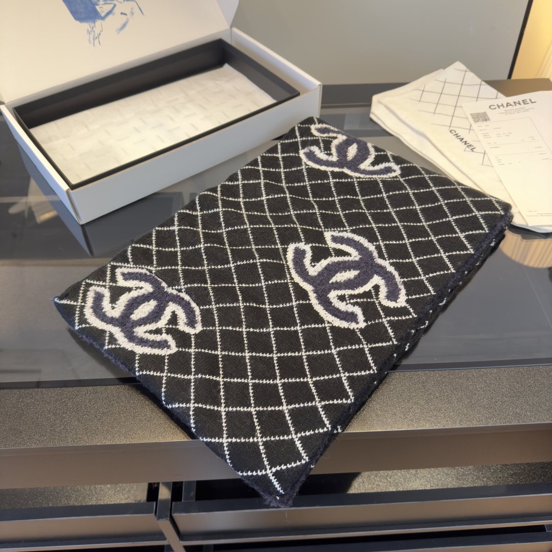 Chanel Grid Knit Scarf — front