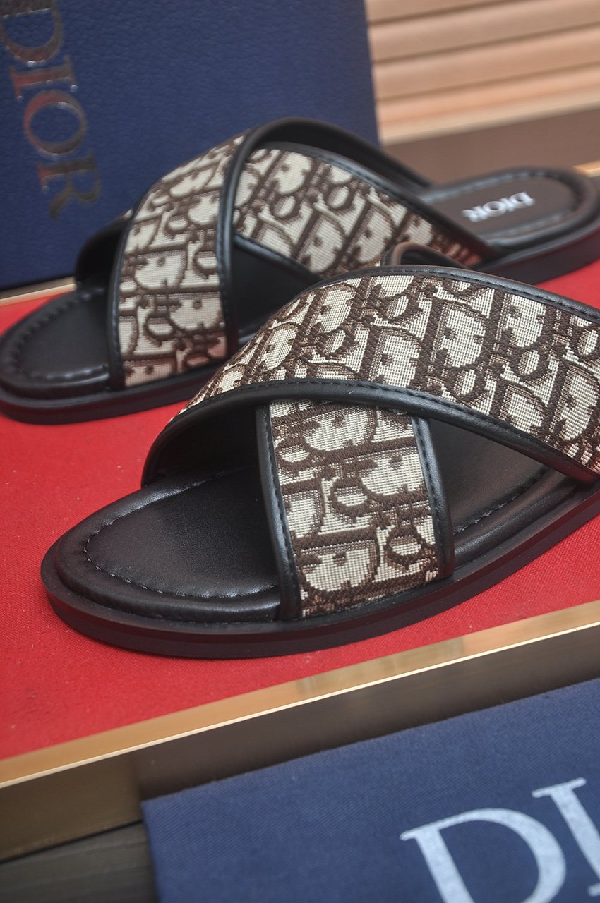 Dior Monogram Crossover Slide Sandals — detail