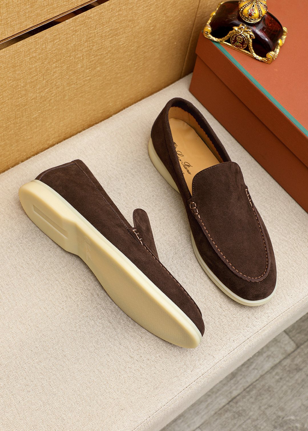 Loro Piana Suede Slip-On Loafers — front