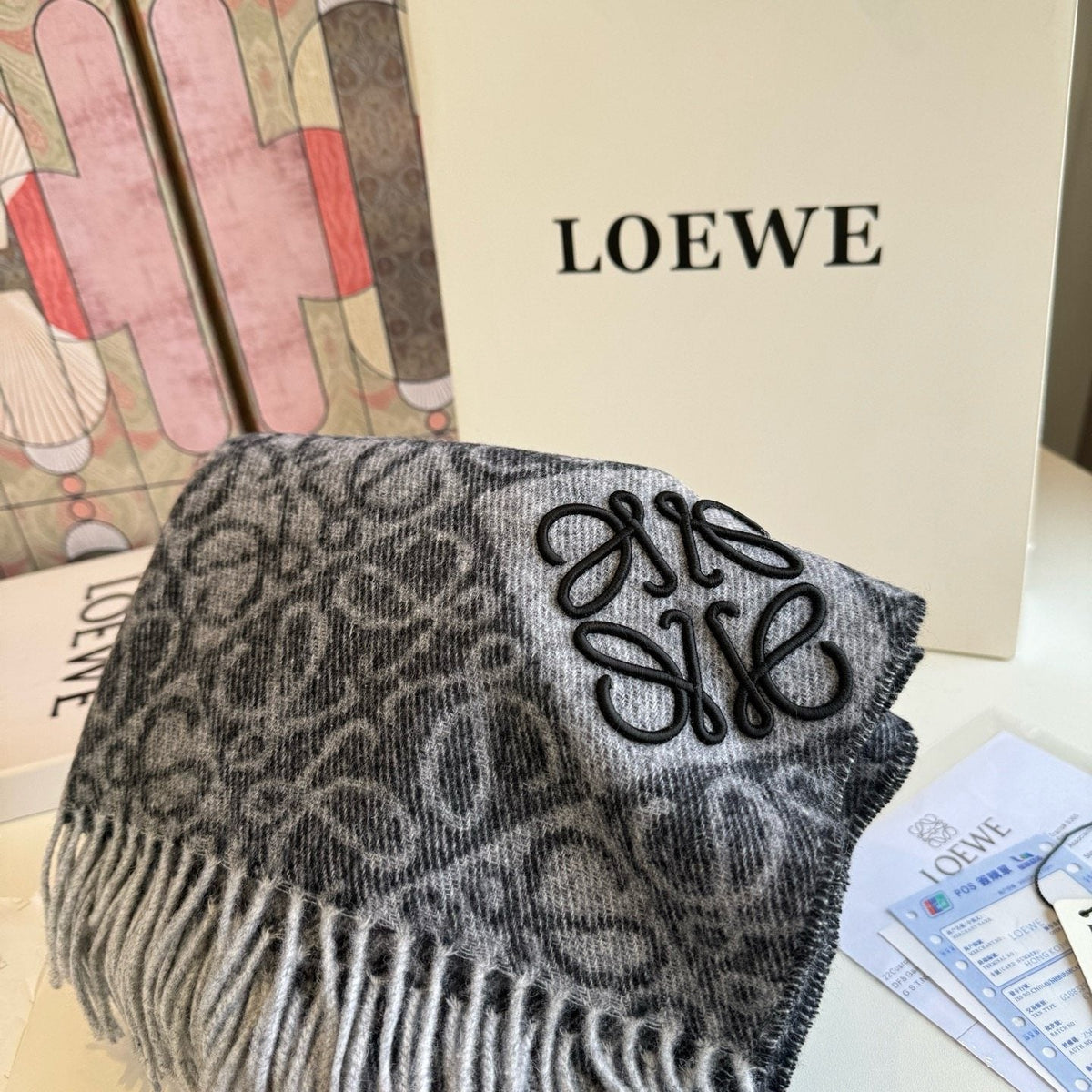 LOEWE Fringed Pattern Scarf — front