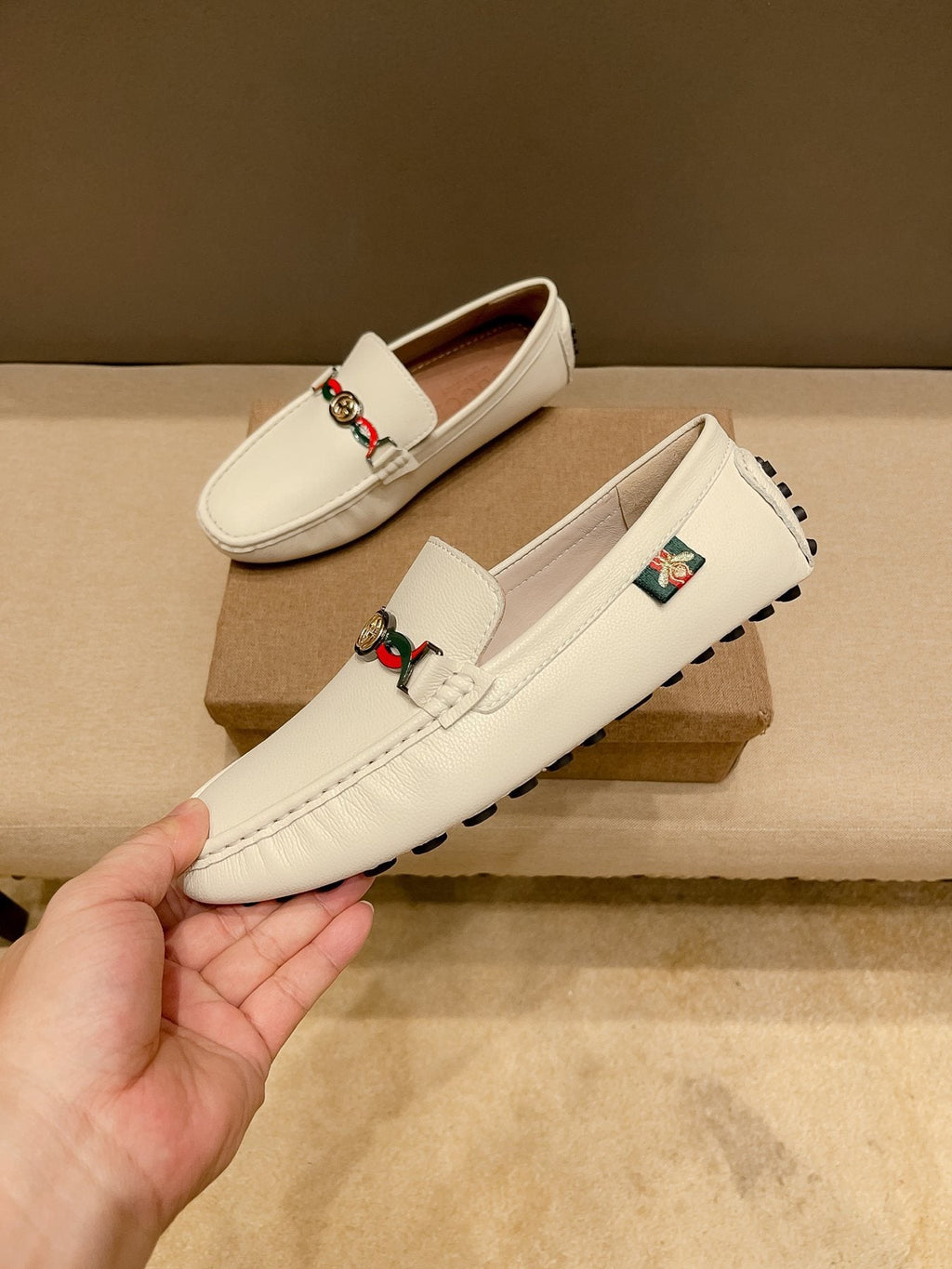 Gucci Web-Accent Driving Loafers — front