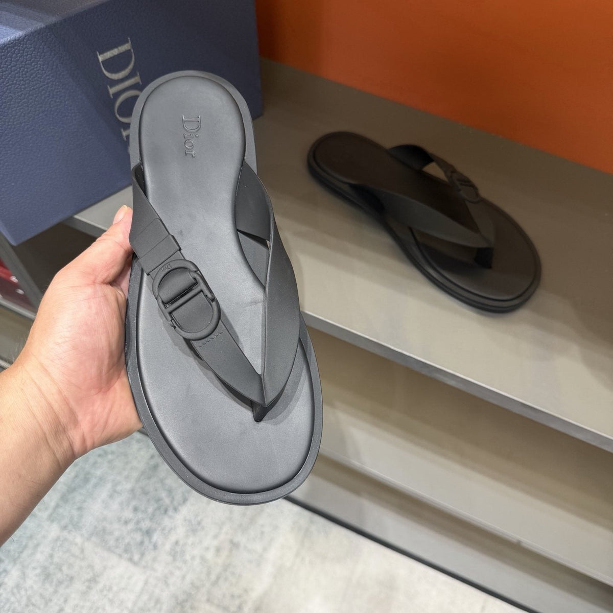 Dior Thong Sandals with Circular Strap Accent — side