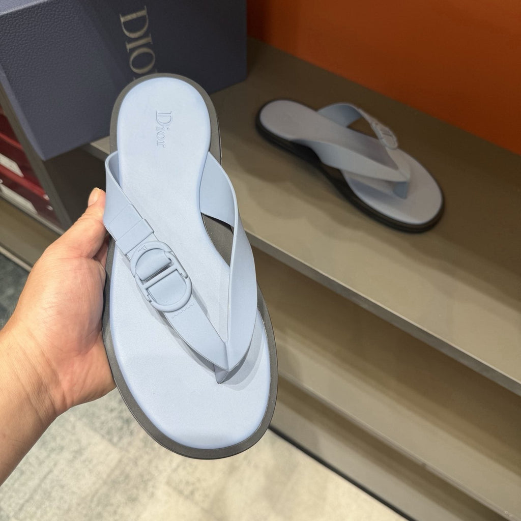 Dior Thong Sandals with Circular Strap Accent — front