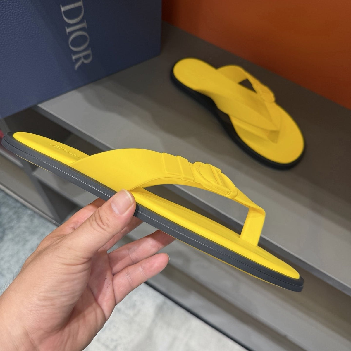 Dior Thong Sandals with Circular Strap Accent — side