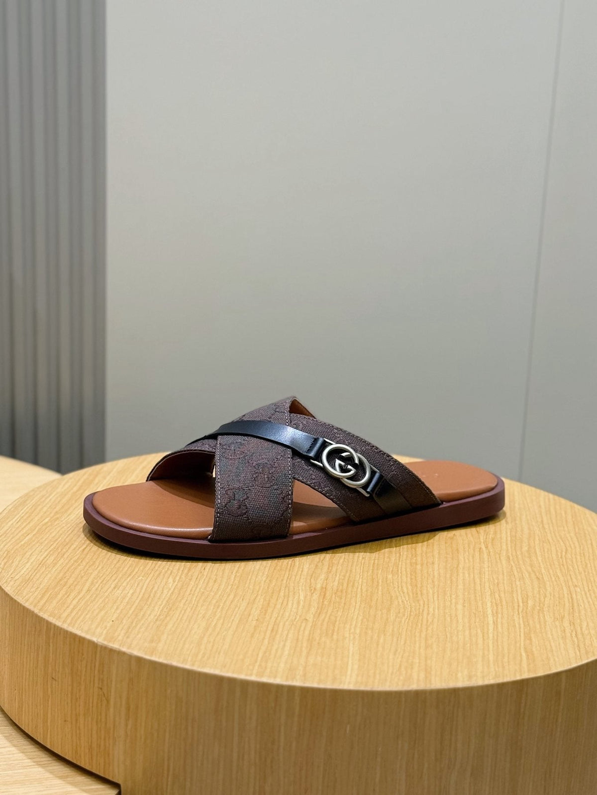 Gucci Crossed Strap Slide Sandals — side