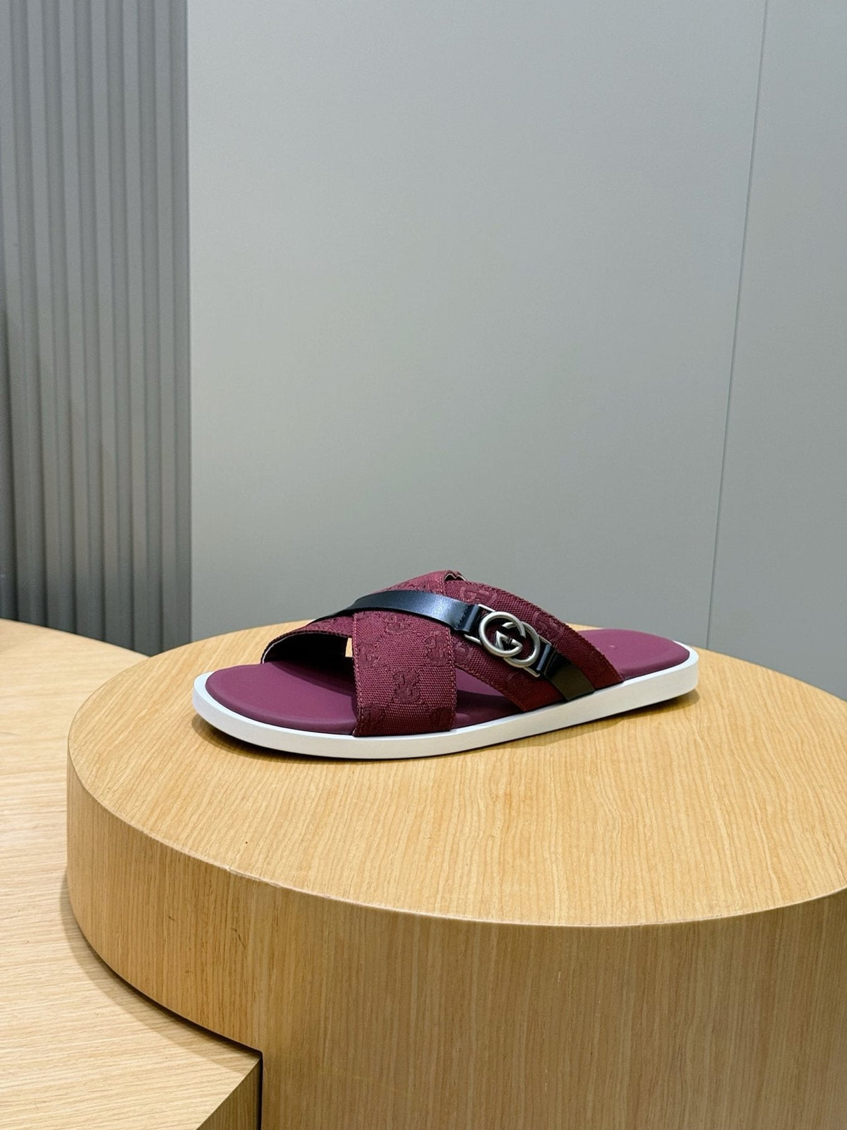 Gucci Crossed Strap Slide Sandals — side
