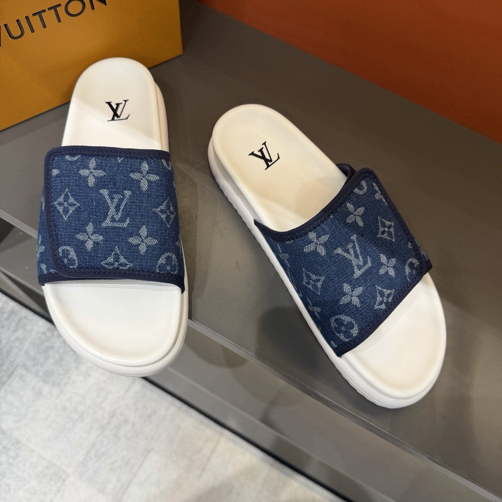 Louis Vuitton Monogram-Patterned Slide Sandals — front