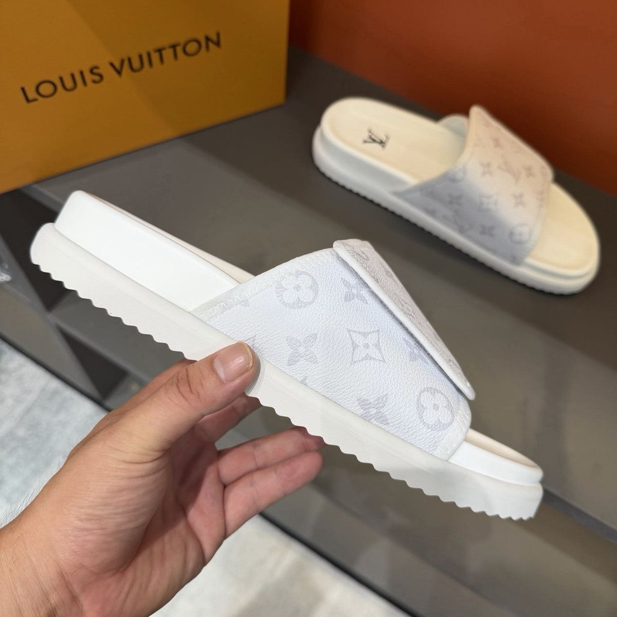 Louis Vuitton Monogram-Patterned Slide Sandals — side