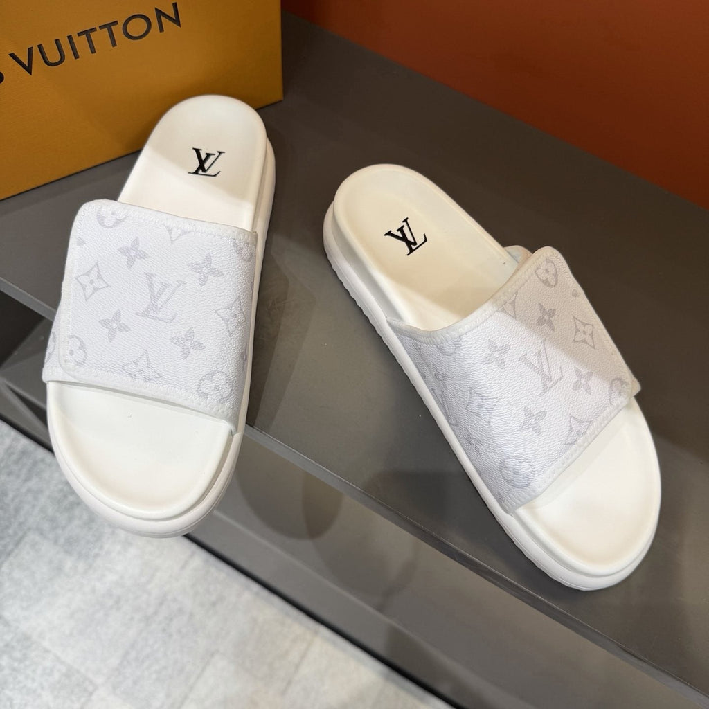 Louis Vuitton Monogram-Patterned Slide Sandals — front