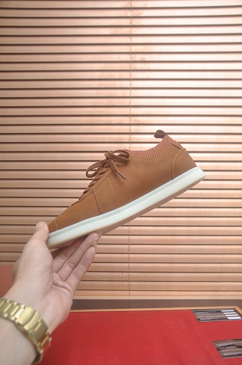 Loro Piana Low-Top Lace-Up Sneakers — side